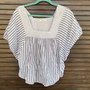 🧡 Madewell Blue Striped Loose Short Sleeved Blouse